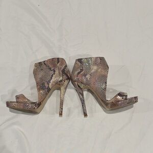 Madden Girl “Blitz” Multicolor Iridescent Snakeskin Heels